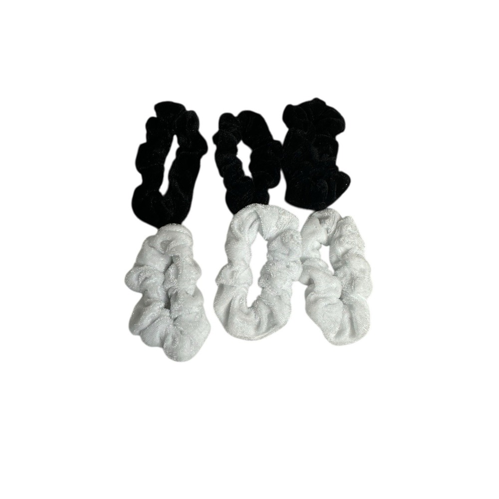 NEW hair ties accessories women girls all hair types velvet lot of 6 BLACK WHITE